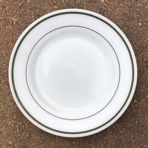 Pyrex Vintage Dinner Plate White Green Stripe 9” # 703 Corning